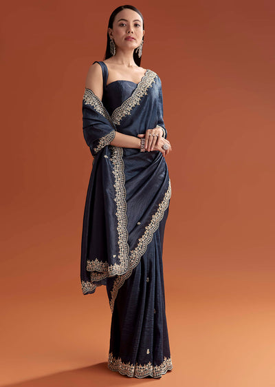 navy blue tissue saree with scallop border and sequis-sg248827-9 10