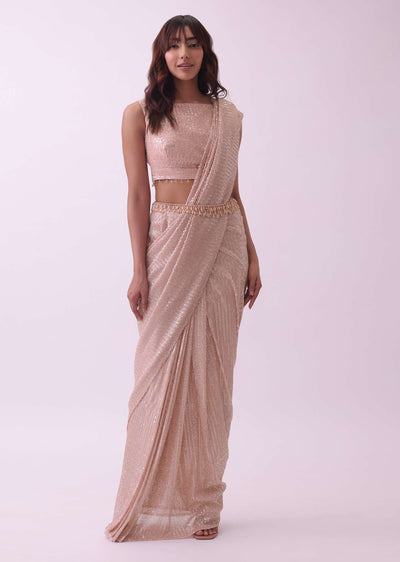 off-white open saree-sg163959 9
