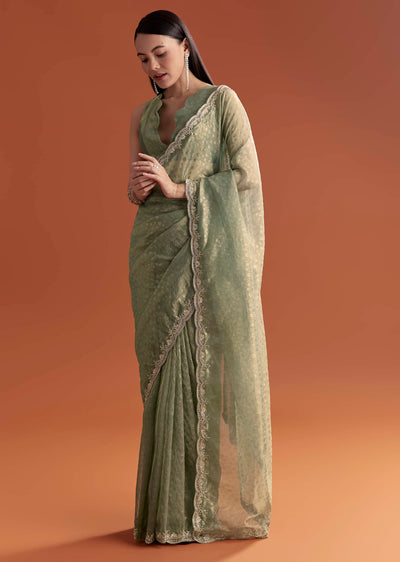 olive green jacquard saree with stone and sequin-sg317869-9 10