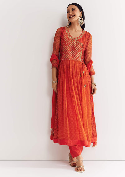 orange-floral-chiffon-anarkali-kurta-set-with-dupatta-sg320876-2