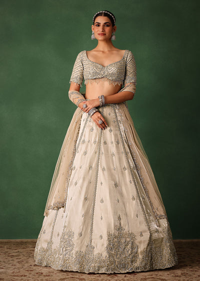 oyster hand embroidered organza lehenga set with cutdana work-sg271670 8