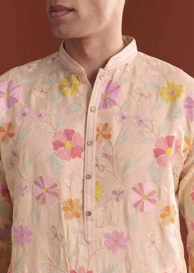 peach-silk-kurta-set-for-men-with-thread-work-sg357079-2