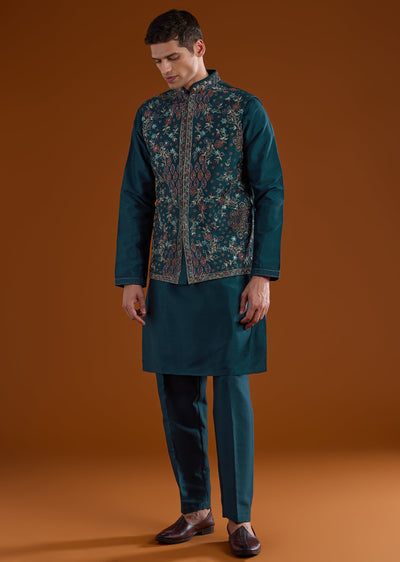 peacock-blue-embroidered-silk-kurta-jacket-set-sg378241-1 c80173f4-70b5-4f13-b74d-7d6a60fa145c