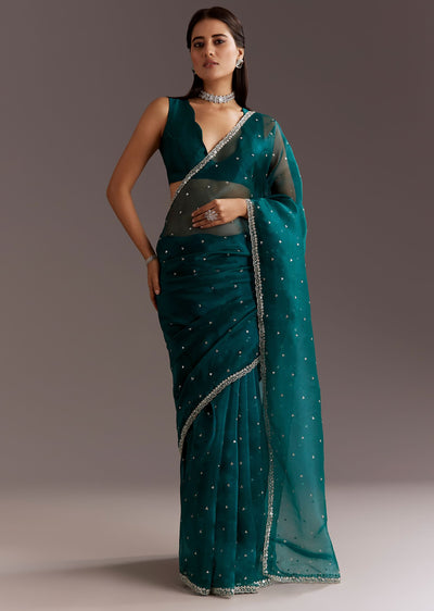 peacock-blue-glass-tissue-saree-with-cutdana-and-sequins-scallop-border-sg291257-1