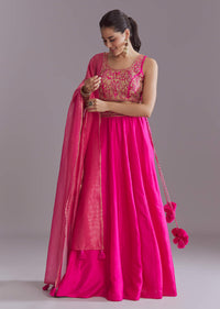 Pink Silk Festive Lehenga With Zari Embroidery