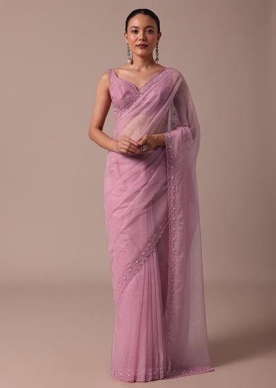 pink embroidered organza saree with unstitched blouse-sg220455 10