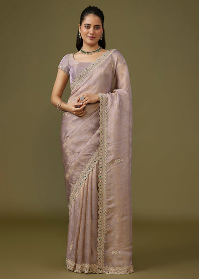 Purple Jacquard Dola Silk Saree