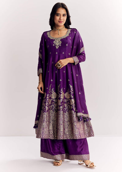 purple-jacquard-silk-anarkali-dupatta-suit-with-traditional-weave-sg324206-2