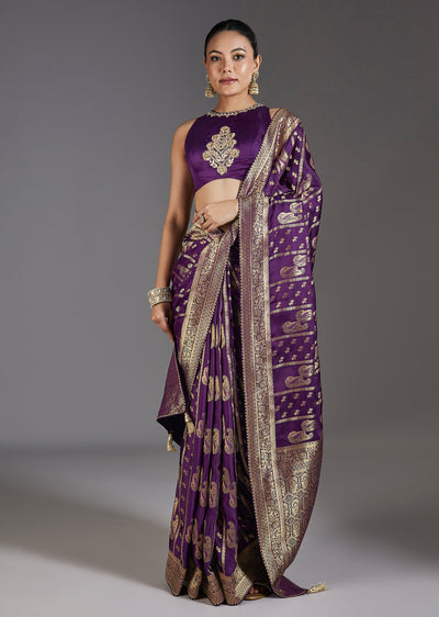 Purple Satin Saree