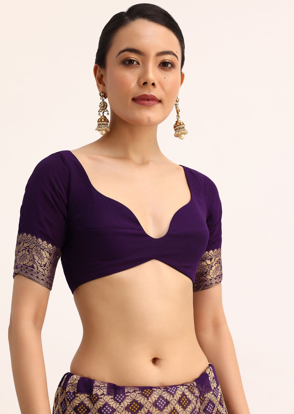 purple bandhani tie dye saree with zari jaal and unstitched -sg208224 1 e48dee68-b325-4a65-a6c8-ffde0d061356