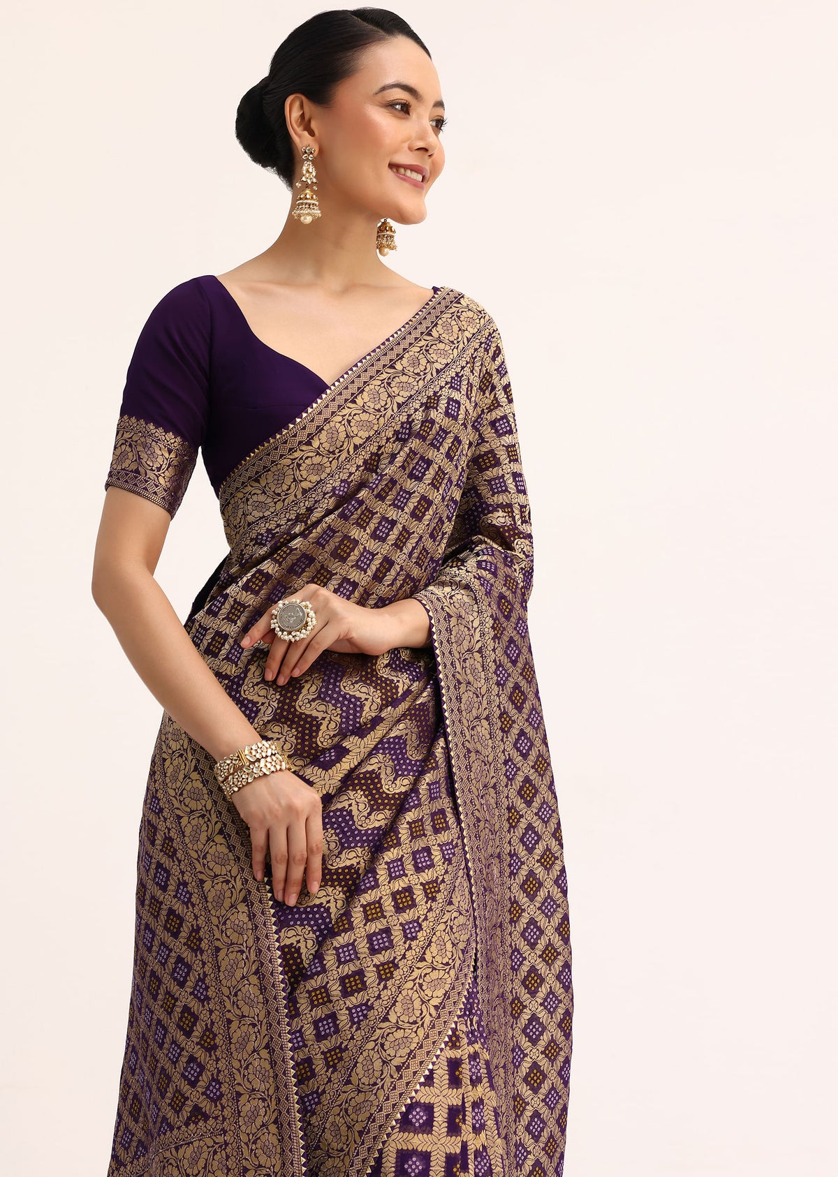 purple bandhani tie dye saree with zari jaal and unstitched -sg208224 7 35feeeec-b6b0-4cf3-8a5f-63c16be9a566