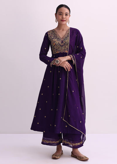 purple silk palazzo set with zari embroidered a-line-sg222123 14