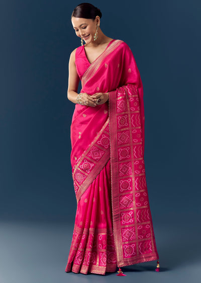 rani-pink-bandhani-motif-woven-saree-with-gotta-finish-sg351915-1 af3a4a30-b5e2-4b31-b168-f3c0c39e85f3