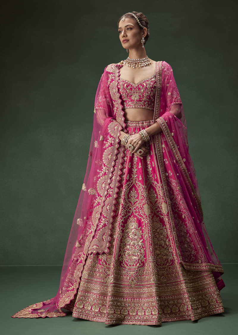 Pink Lehenga Jewellery For Party Wear Lehenga Buy Rani Pink Bridal Lehenga With Gold Zari And Rich Embroidery Pink Lehenga Jewellery For Party Wear Lehenga Buy Rani Pink Bridal Lehenga With Gold Zari And Rich Embroidery