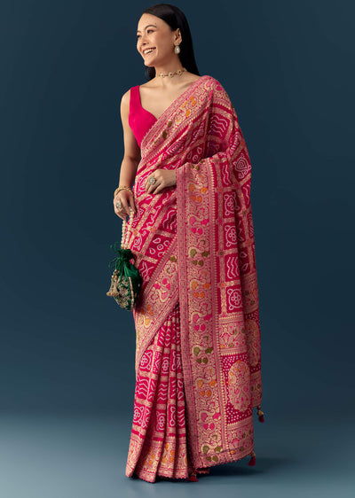rani-pink-dola-silk-bandhani-woven-saree-with-unstitched-blouse-sg355041-1