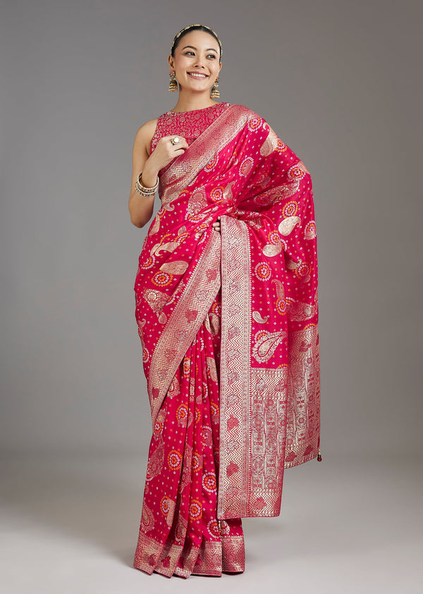 Rani Pink Dola Silk Saree