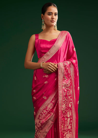 rani-pink-satin-saree-with-zari-woven-design-sg292701-2