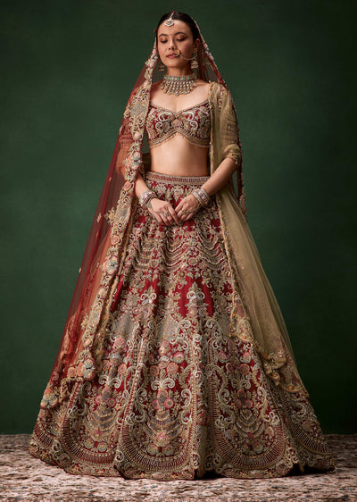 red-bridal-sequins-silk-lehenga-set-with-two-dupattas-sg364552-1 1