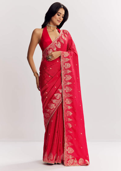 red-georgette-lurex-saree-with-brocade-butti-and-gota-patti-border-sg316249-2