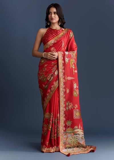 red-magenta-dola-silk-saree-with-nature-motifs-and-embroidery-sg349811-1