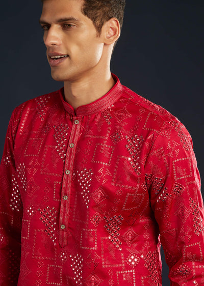 red-mens-silk-abla-work-kurta-set-sg347700-2 21c75677-8004-4ec7-a71e-f8e0a0be0af5
