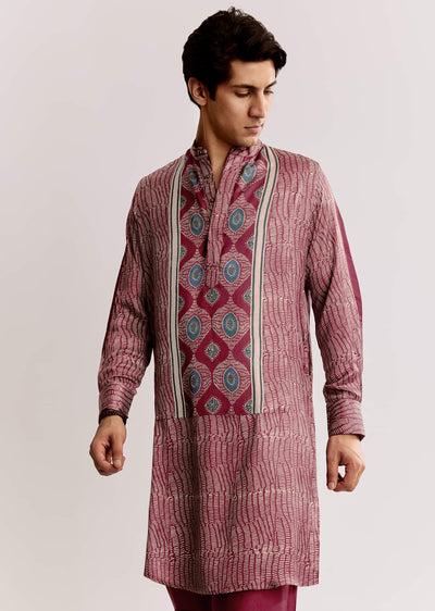 red-silk-kurta-jacket-set-with-ajrakh-print-sg318127-1
