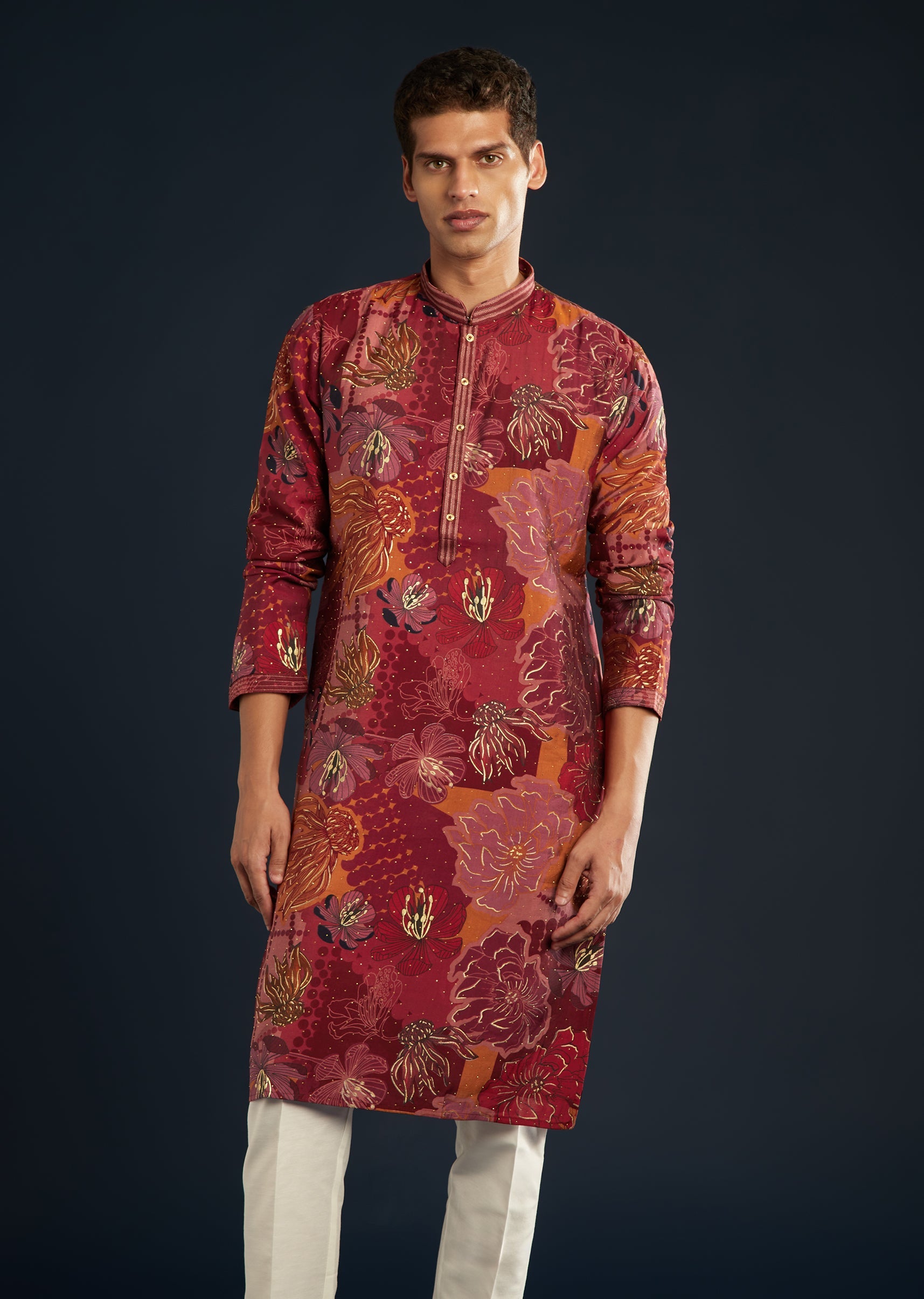 red-silk-kurta-set-with-foil-work-sg329909-3 ed5c35d4-df7b-4220-938d-f878656f2d8a