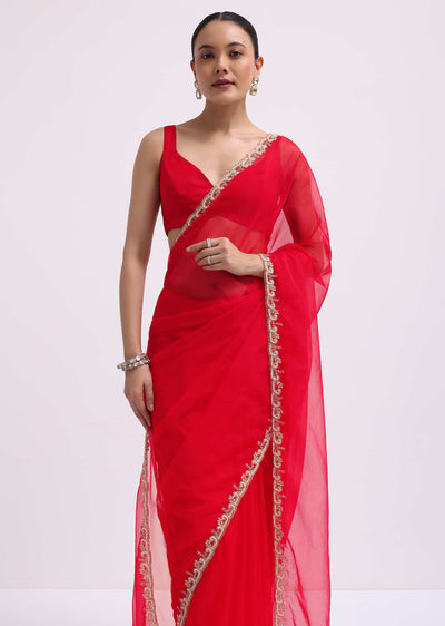 red cut work organza saree with unstitched blouse-sg212354 2 3c2d104c-928e-48fb-9563-6c60c975ee5c