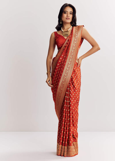 rust-orange-dola-silk-saree-with-butti-and-woven-border-sg309851-2
