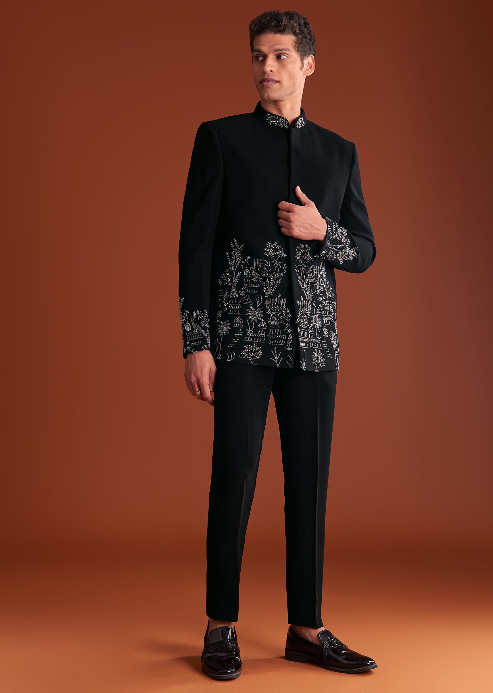 Buy Black Jodhpuri Suit Hand Embroidery KALKI Fashion India