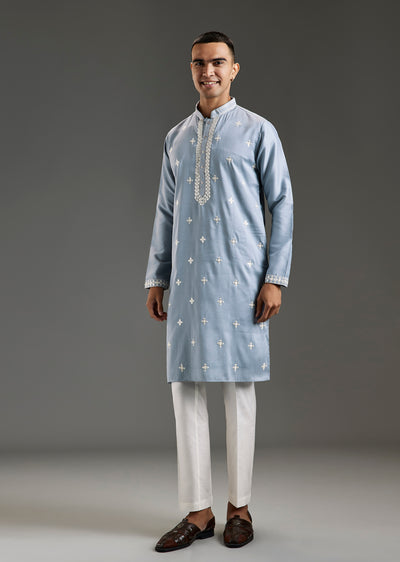 Blue Detailed Mirror Work Kurta Set