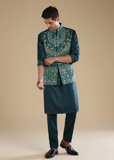 teal-silk-jacket-kurta-set-with-mirror-work-sg333060-1