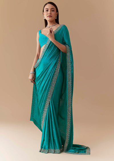 turquoise-blue-embellished-saree-with-unstitched-blouse-sg338748-1