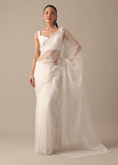 white organza saree with unstitched blouse piece-sg182194 9