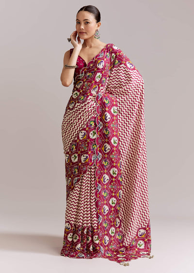 wine-and-off-white-satin-saree-with-ikat-style-floral-birds-border-sg351939-1