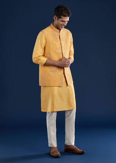 yellow-chanderi-jacket-kurta-set-with-dori-work-sg332284-1 1