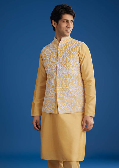 yellow-cotton-silk-jacket-kurta-set-with-threadwork-sg309538-1