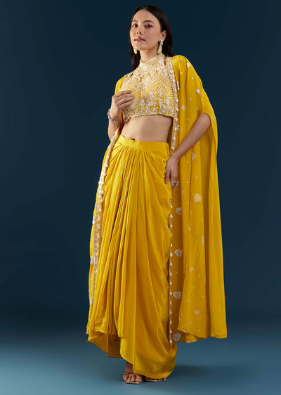 yellow-fusion-crop-top-skirt-set-with-cape-sg338523-1