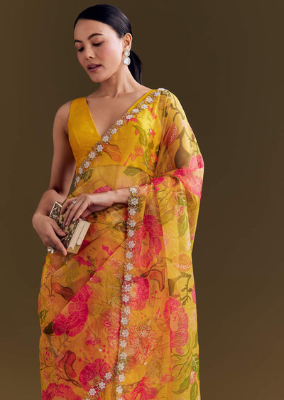 yellow-organza-saree-with-floral-print-and-beaded-border-sg297111-2