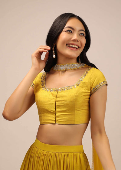 yellow blouse with sequins stone and zardosi work-sg100147 2