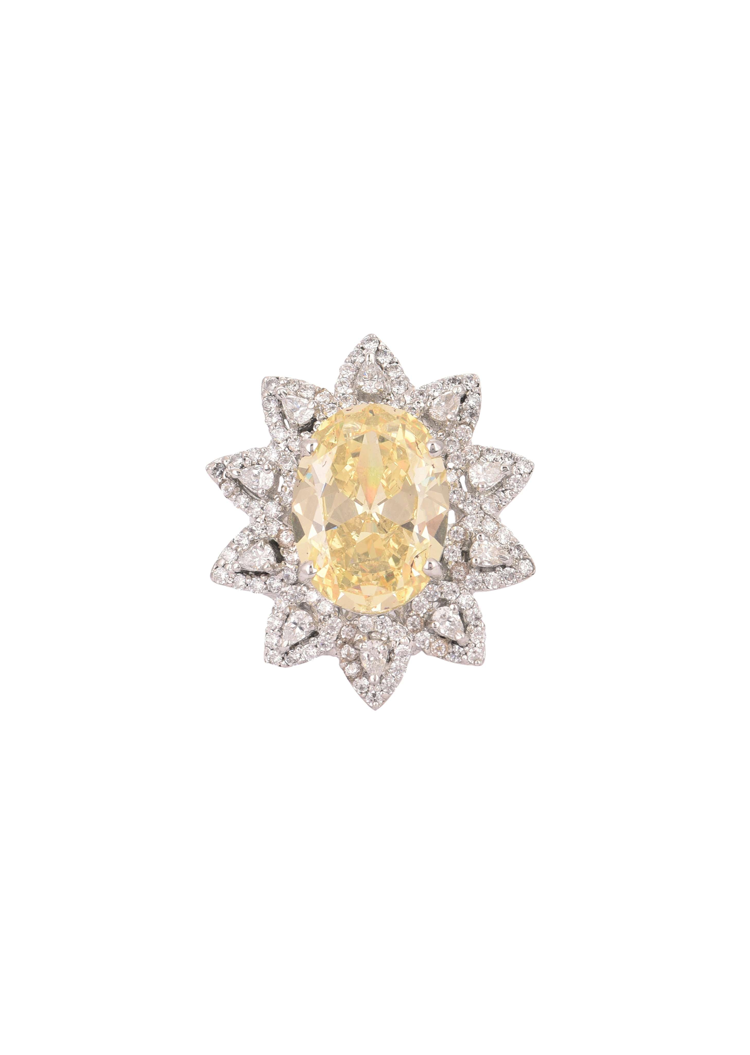 Buy 92.5 Sterling Silver Ring Embedded With Yellow Stone And