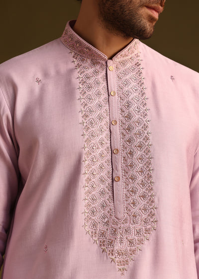 Purple Threadwork Kurta Pant Set With Embroidered-SG262895-1