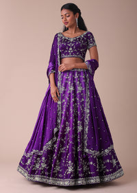 Violet Purple Ombre Lehenga With Handwork Embroidery