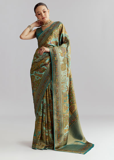 TealBlueSatinSilkWovenSareeWithDigitalHistorical-sg350698-2 5