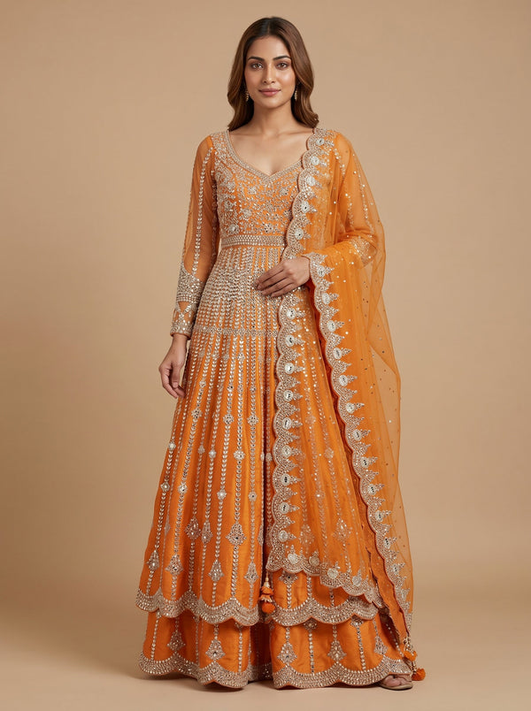Amber Orange Anarkali