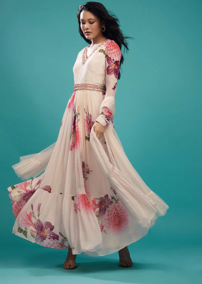 angel pink floral anarkali suit in georgette-sg116190 2