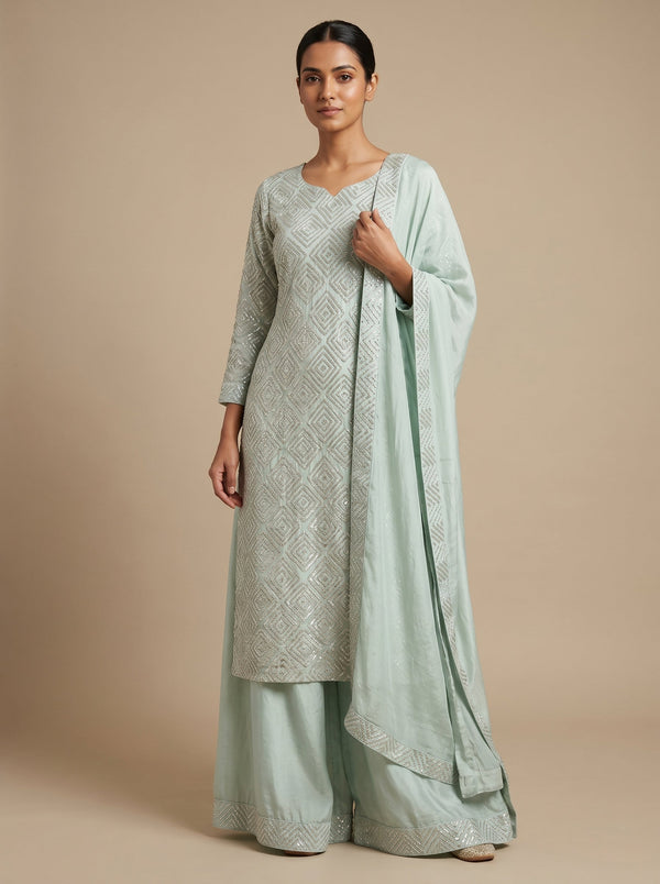 Aqua Blue Sharara Set