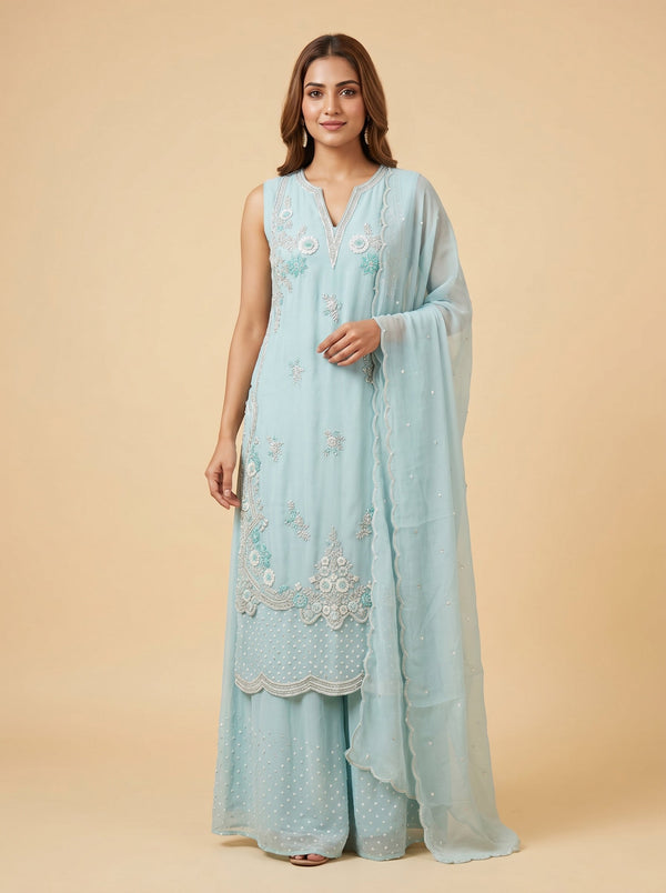 Azure Sky Blue Palazzo Set