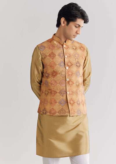 beige-brocade-jacket-kurta-set-sg310417-1 1