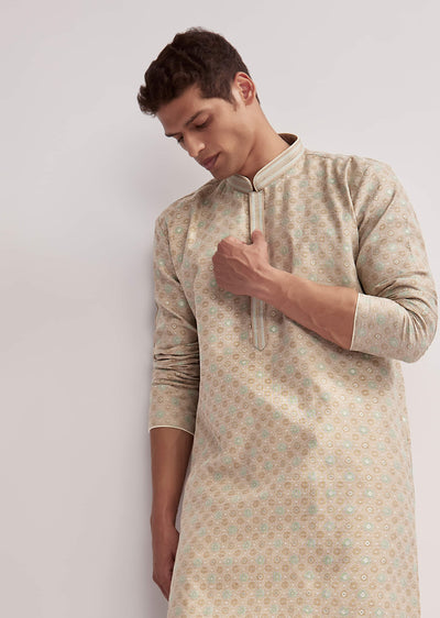 beige-jacquard-kurta-set-for-men-with-subtle-weave-sg321380-1